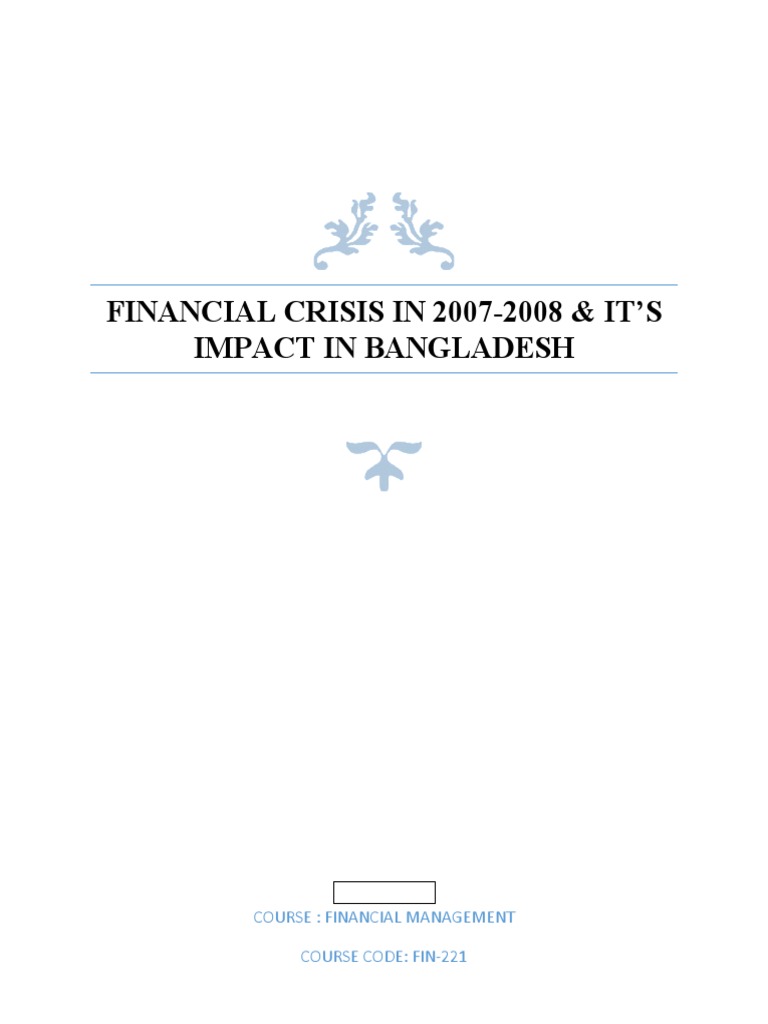 2007-2008 Financial Crisis in Bangladesh | PDF | Financial Crises ...