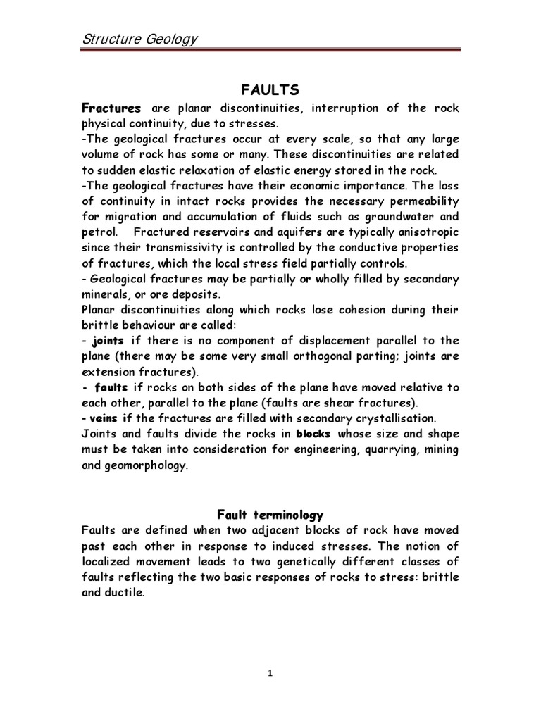 Structure Geology: Faults | PDF | Fault (Geology) | Structural Geology