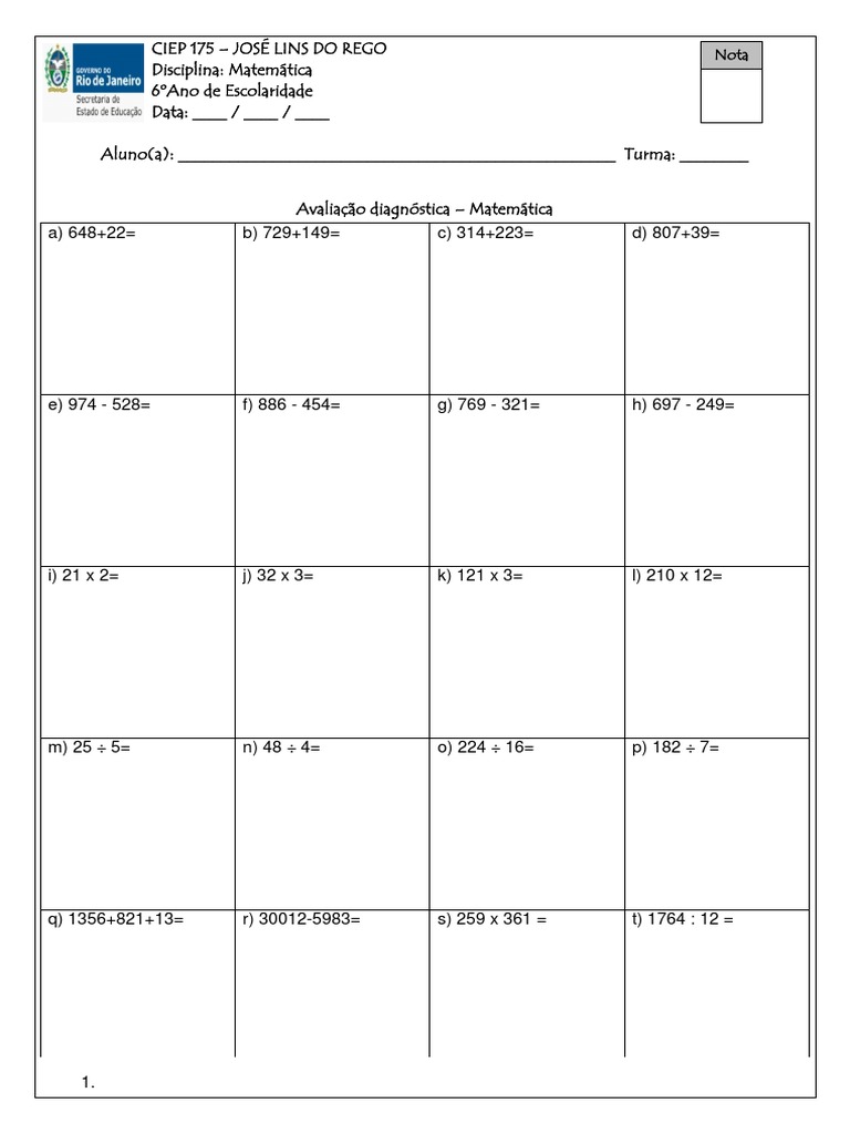 Adição e Subtração 6 Ano | PDF | Métodos e Materiais de Ensino