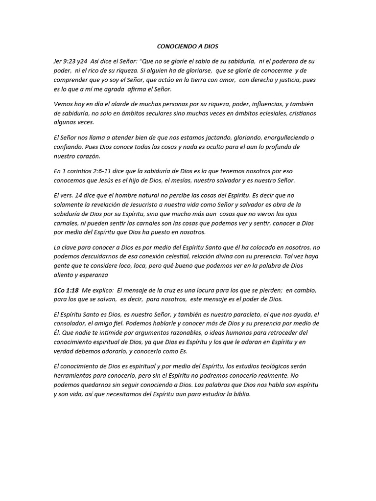 Conociendo A Dios | PDF | espíritu Santo | Dios