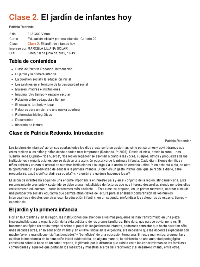 El jardín de infantes en la actualidad | PDF | Educación de la primera ...
