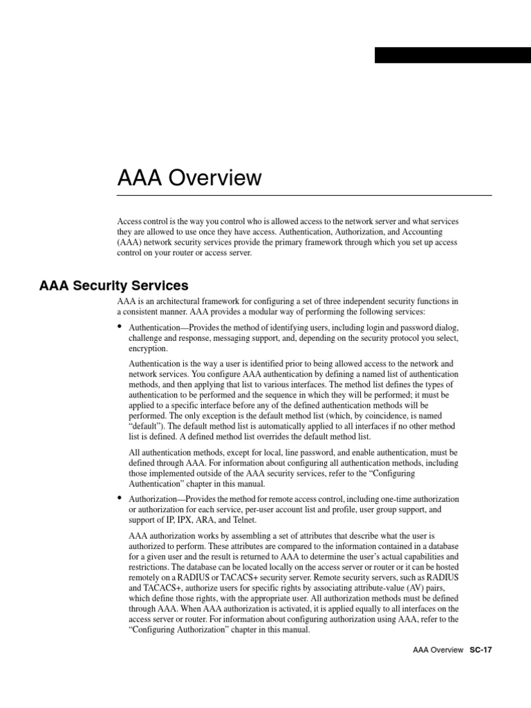 AAA Overview | PDF | Radius | Computer Security