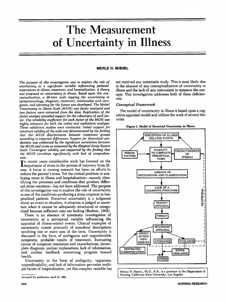 Mishel1981 The Measurement of Uncertainty in Illness | PDF