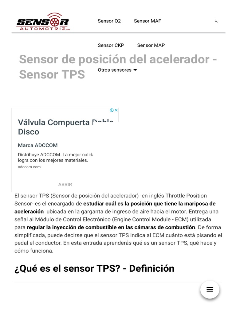 SENSOR TPS 】 Qué es, funcionamiento, ubicación, fallas y soluciones ...