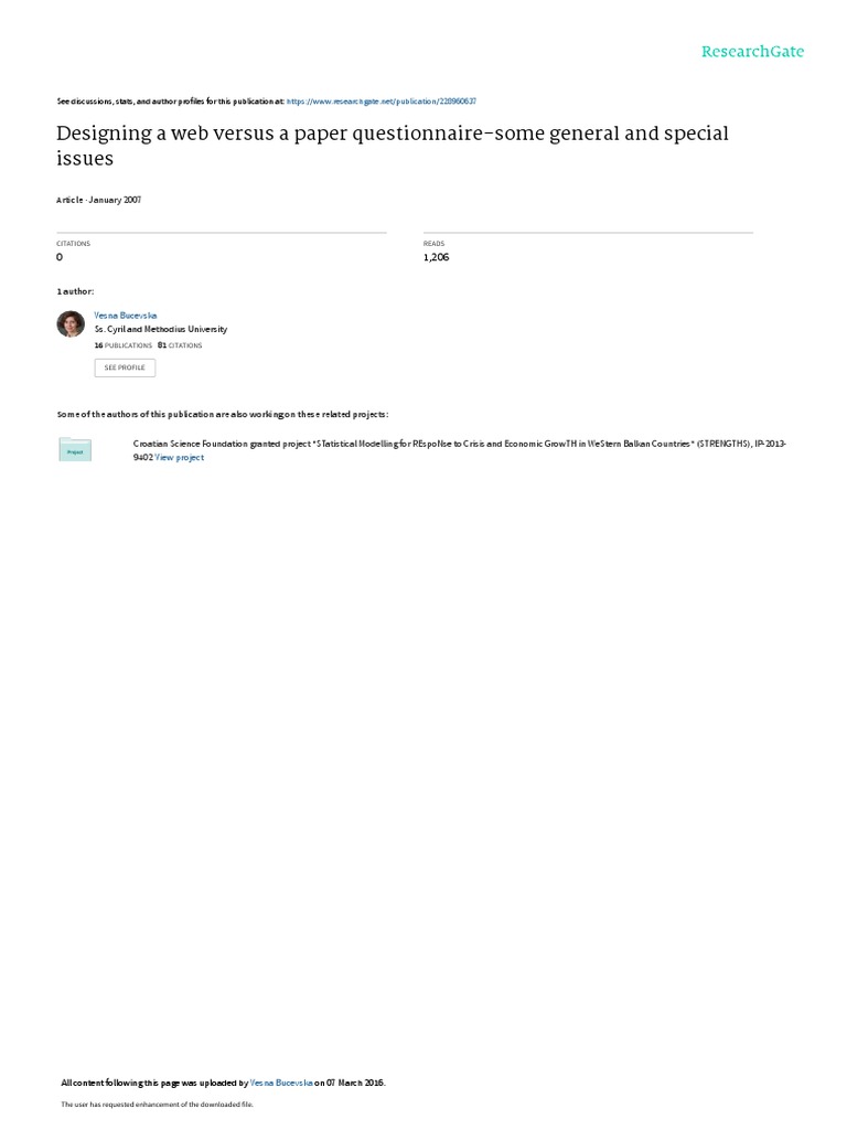 Designing A Web Versus A Paper Questionnaire-Some | PDF | Survey ...