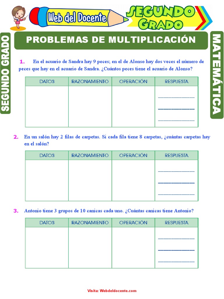Problemas de Multiplicación para Segundo Grado de Primaria | PDF