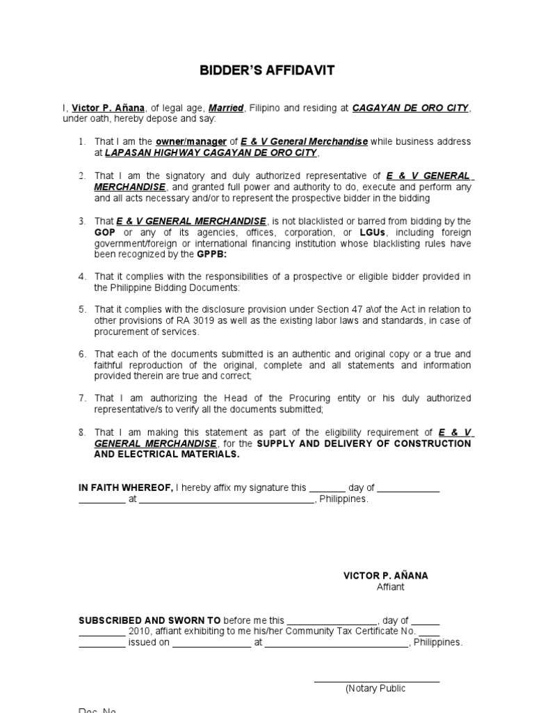 BIDDER | Signature | Common Law