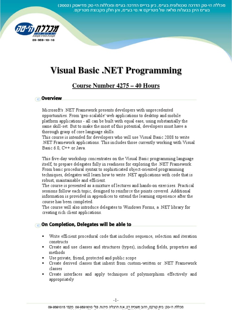 Visual Basic 2008 Essential Training | PDF | Class (Computer ...