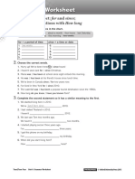 Grammar Worksheet: The Present Perfect: For and Since Information Questions With How Long