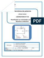 Electrónica de Potencia: Laboratorio #02 Rectificador No Controlados Con Carga Resistiva e Inductiva