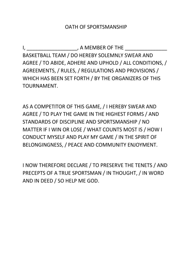 Oath of sportsmanship pdf