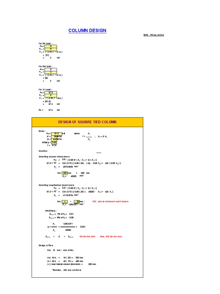 Square Tied Column Design Guide | PDF | Teaching Methods & Materials