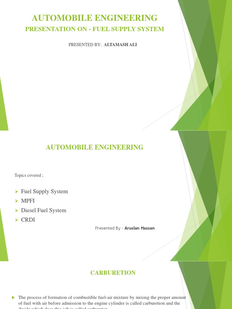 Automobile Engineering: Presentation On - Fuel Supply System | PDF ...