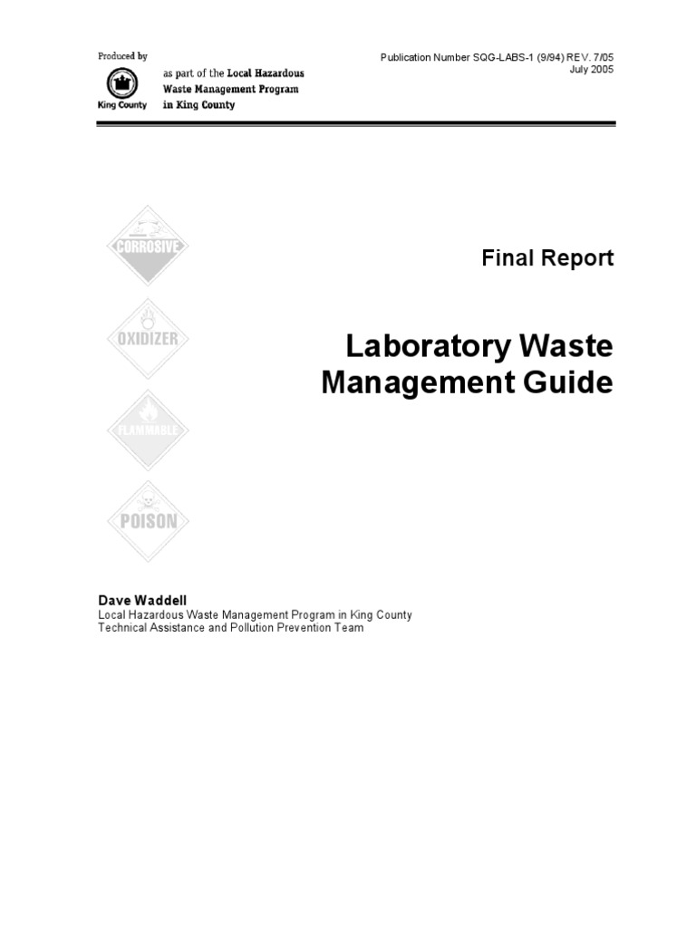Laboratory Waste Management Guide PDF Laboratories Occupational