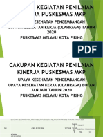 Capaian Kinerja Puskesmas MKP Program Olahraga 2020