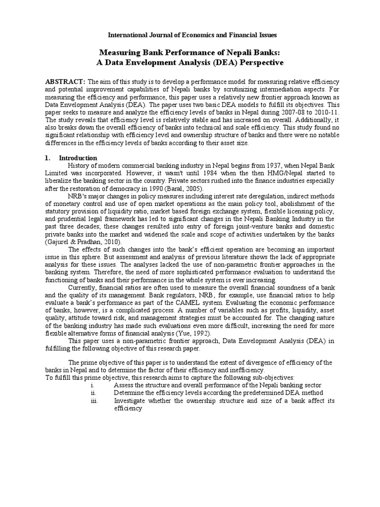 Nepal Bank Performance: DEA Analysis | PDF | Mathematical Model ...
