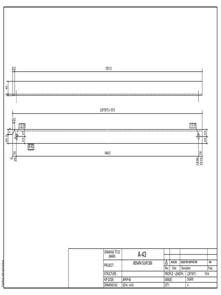 Tekla Structures Construction Drawing A-43 | PDF
