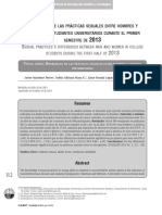 Iferencias de Las Prácticas Sexuales Entre Hombres Y Mujeres en Estudiantes Universitarios Durante El Primer Semestre de