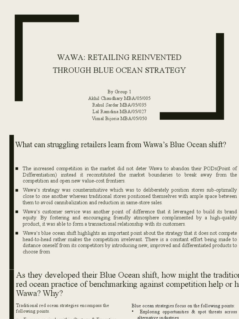 Wawa Retailing Reinvented Through Blue Ocean Strategy PDF Retail