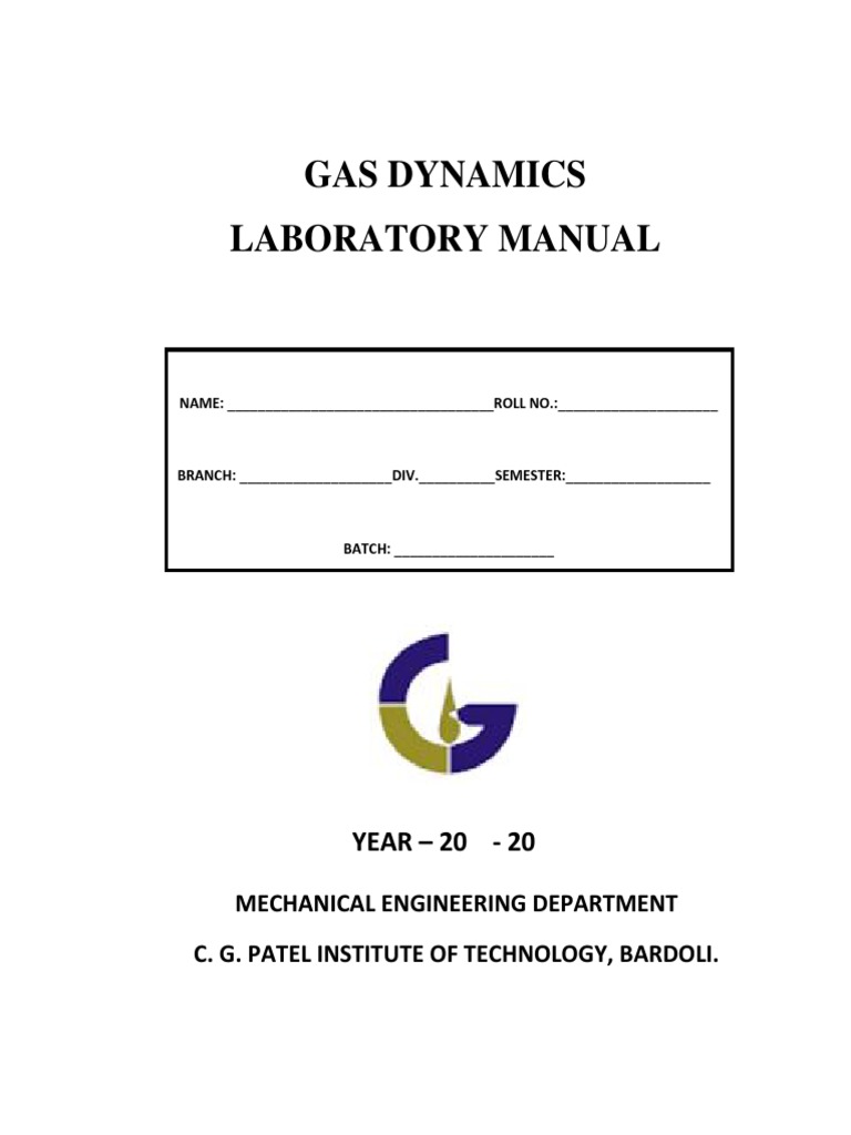 Gas Dynamics Lab Manual PDF Compressible Flow Atmosphere Of Earth