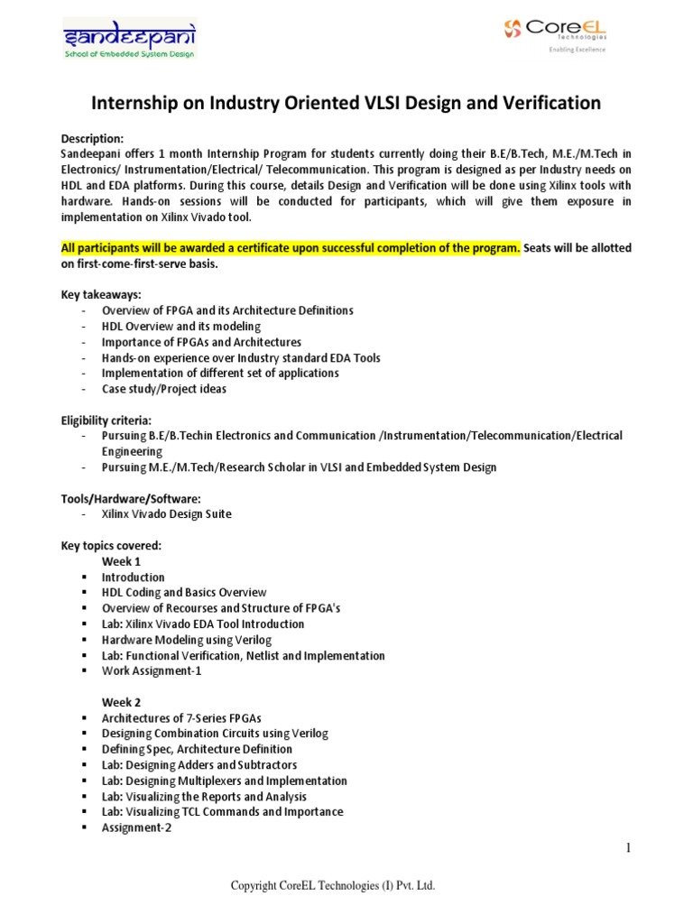 Internship On Industry Oriented VLSI Design and Verification | PDF ...