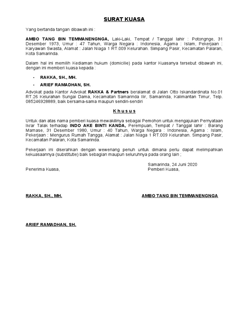 Yuk Simak 5 Contoh Surat Kuasa Istimewa Ikrar Talak P - vrogue.co