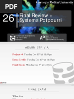 Final Review + Systems Potpourri: Intro To Database Systems Andy Pavlo