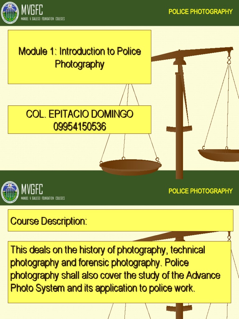 Module 1: Introduction To Police Photography | PDF | Photography ...