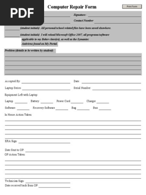 Computer Repair Form | PDF