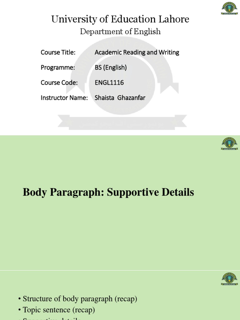 B.S English II-ENGL 1116-Academic Reading and Writing-Lecture 17 | PDF ...