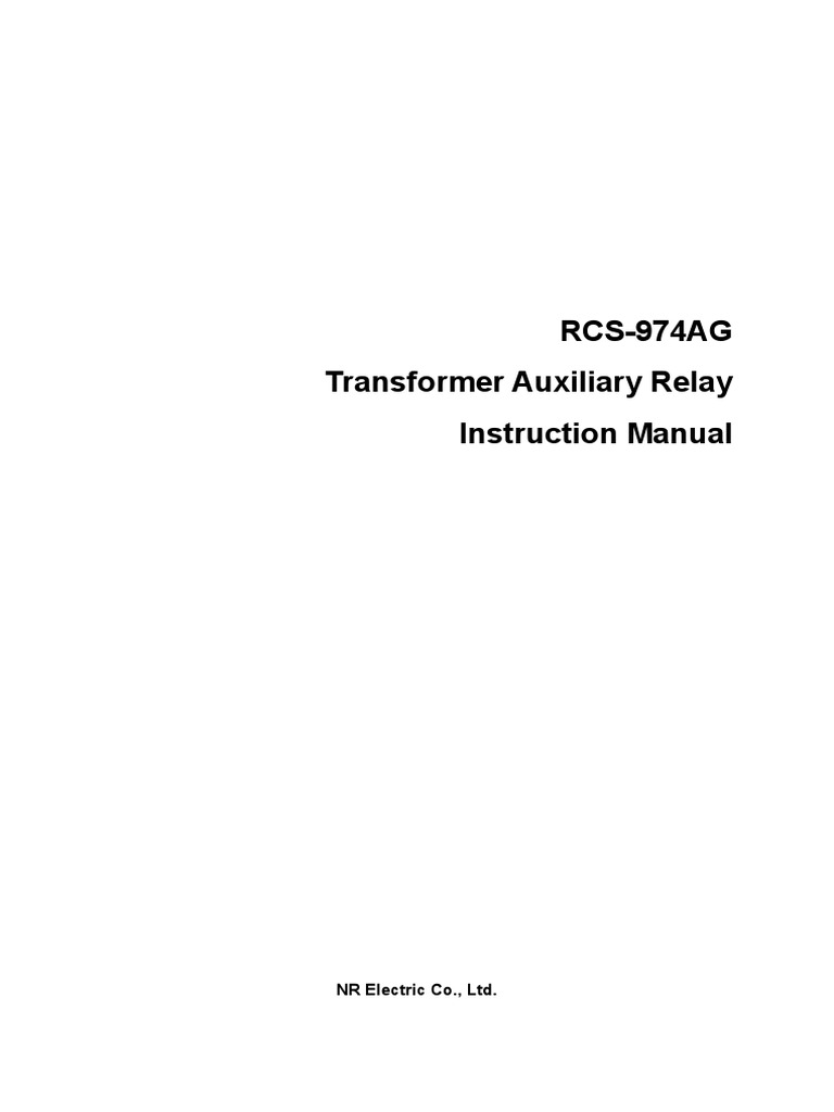 RCS974AG Transformer Auxiliary Relay Instruction Manual NR Electric