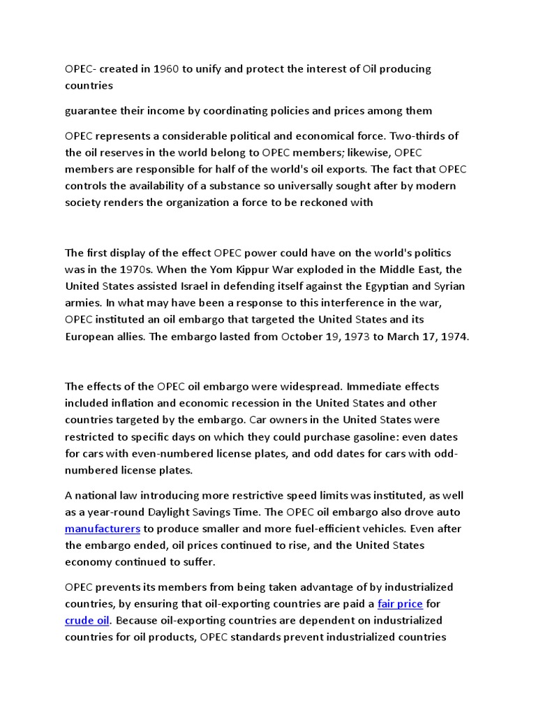 Opec Pdf Opec 1973 Oil Crisis