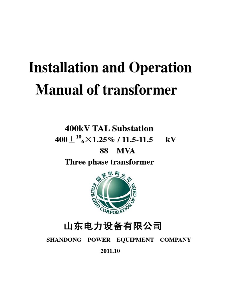 Installation and O&M Manual of Transformer PDF | PDF