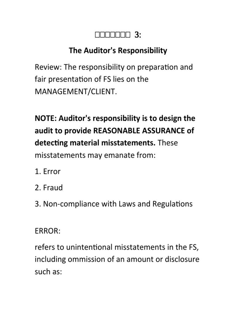 Auditor's Responsibilities in Fraud Detection | PDF | Internal Control ...