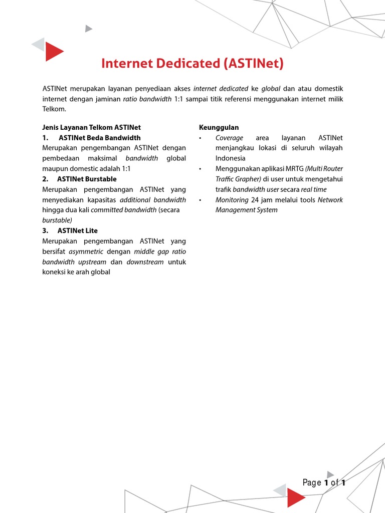 Paket Internet Dedicated ASTINet Telkom | PDF