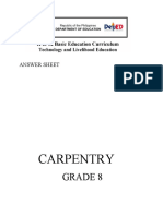 Answer Sheet of Grade 8 Carpentry