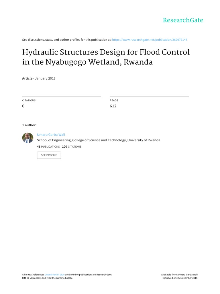 Flood Control Design for Nyabugogo Wetland | PDF | Flood | River