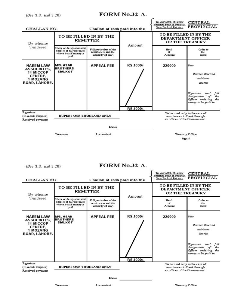 Challan Form No. 32-A Overview | PDF | Money | United States Department ...