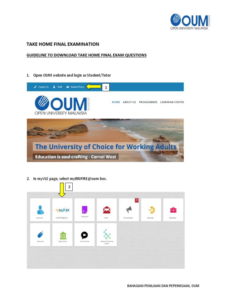 OUM Take Home Final Exam Guidelines | PDF | Test (Assessment) | Computing