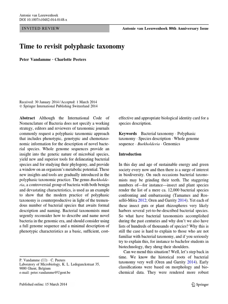 Reassessing Polyphasic Taxonomy | PDF | Species | Whole Genome Sequencing