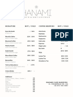 Hanami Cafe & Sky Lounge Menu