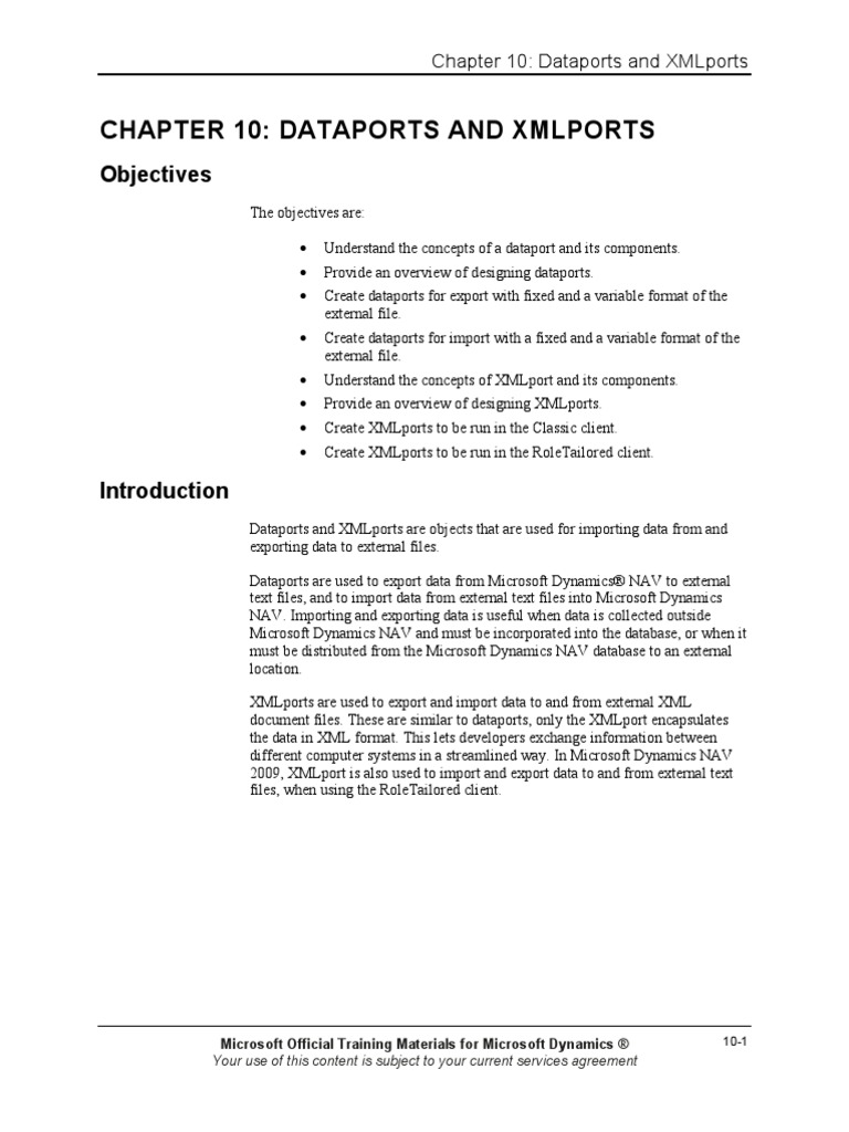 NAV 2009 - Dataports and XMLports | PDF | Text File | Databases