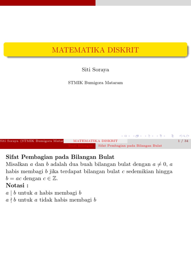 Matematika Diskrit TeoriBilangan | PDF | Metode & Bahan Ajar | Sains ...