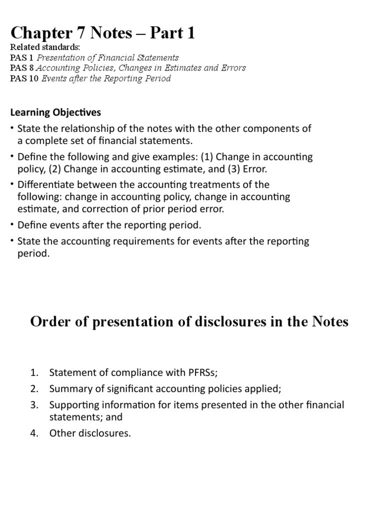 Chapter 7 Notes - Part 1: Learning Objectives | PDF | Accounting ...