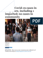31 New Covid-19 Cases in Singapore, Including 1 Imported No Cases in Community