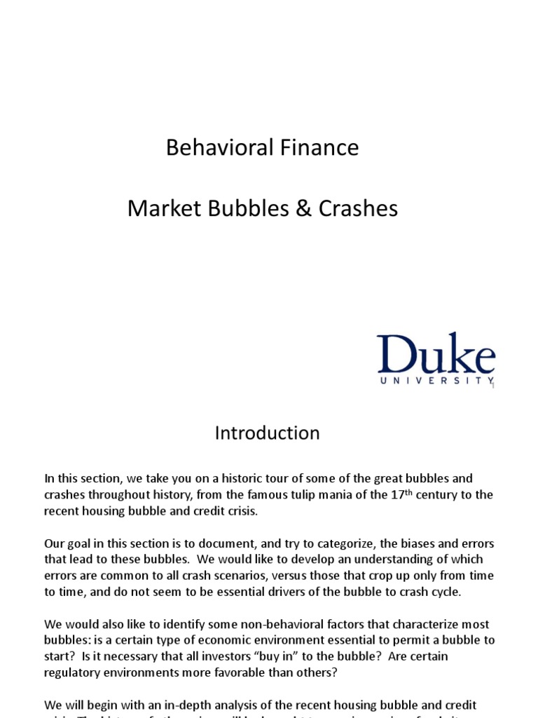 Understanding Market Bubbles | PDF | Subprime Lending | Economic Bubble