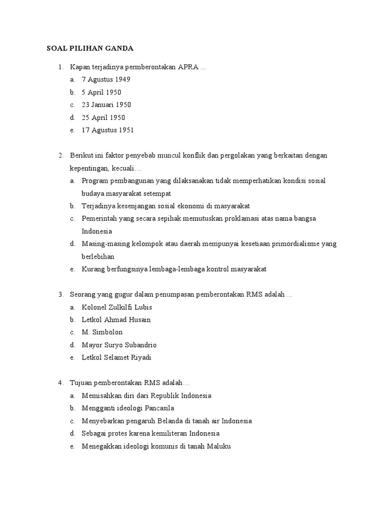 Soal Konflik Dan Pergolakan Yang Berkaitan Dengan Kepentingan