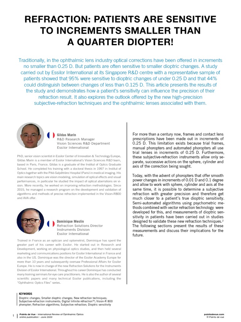 Refraction Patients Are Sensitive To Increments Smaller Than A