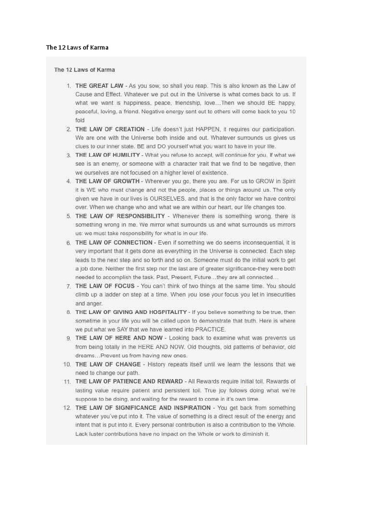 The 12 Laws of Karma Explained | PDF
