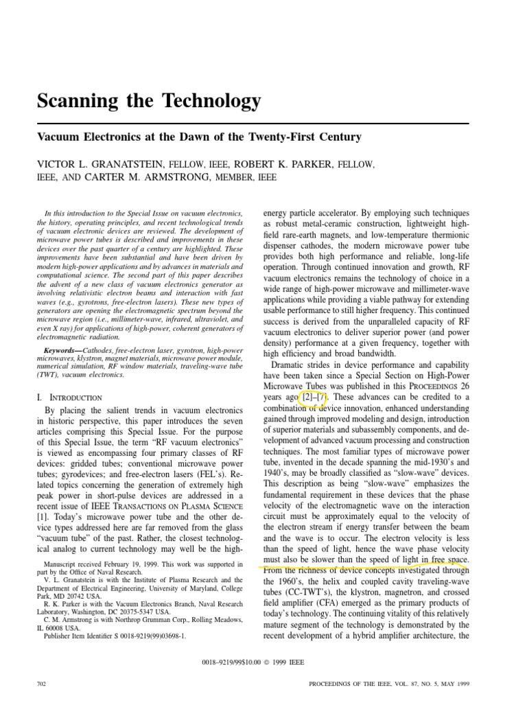 2 (1999) Vacuum Electronics at The Dawn of The TwentyFirst Century